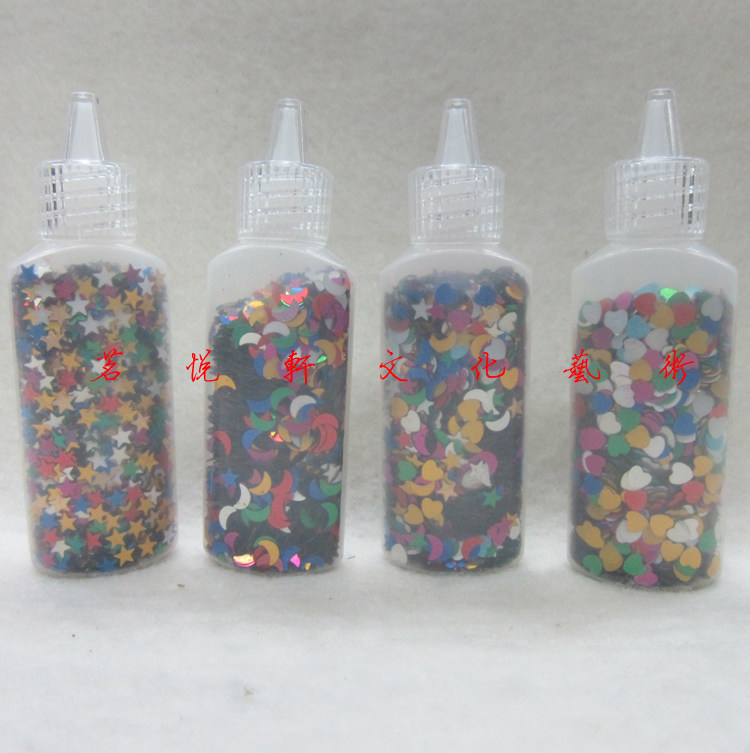 Star moon heart shaped beads DIY creative adhesive sequins Children's handmade material about 22ml bottle
