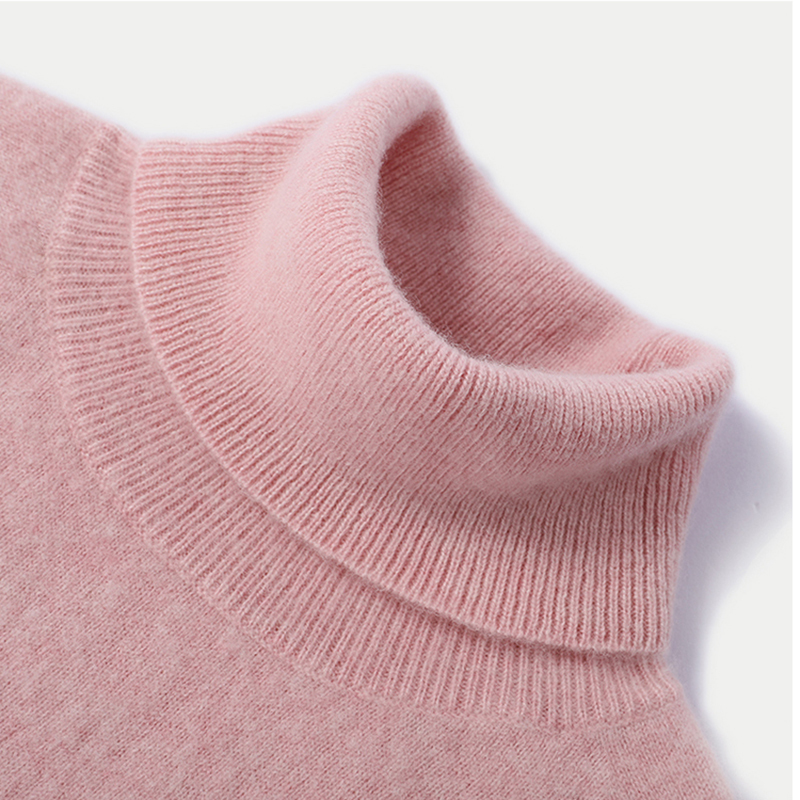 High-End Slimming Turtleneck Wool Sweater for Women, Long-Sleeved Pullover Knit Top, 100% Wool Base Layer
