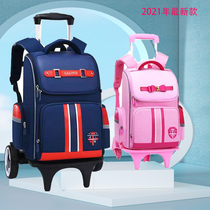 2020 new primary school student trolley school bag 1-6 grade boys and girls children trolley bag six-wheeled climbing floor large capacity