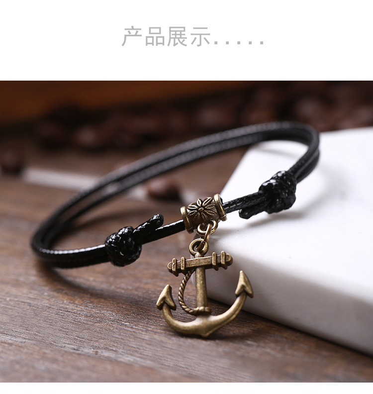 Phiên bản Hàn Quốc của retro dây đen bánh lái vòng chân đen nam và nữ cá tính chân đỏ dây mùa hè trang sức sinh viên Hàn Quốc lắc chân vàng PNJ
