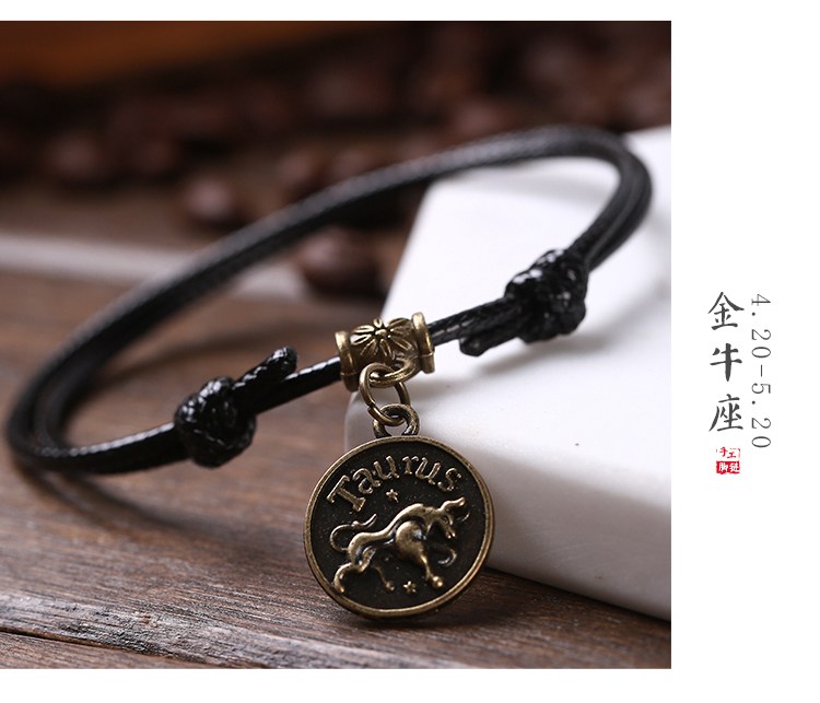 Mười hai chòm sao nam nữ vòng tay vòng tay Phiên bản Hàn Quốc của bạn gái trang sức cá tính vòng tay sinh viên xu hướng dây tay trang sức vòng tay tinh lâm