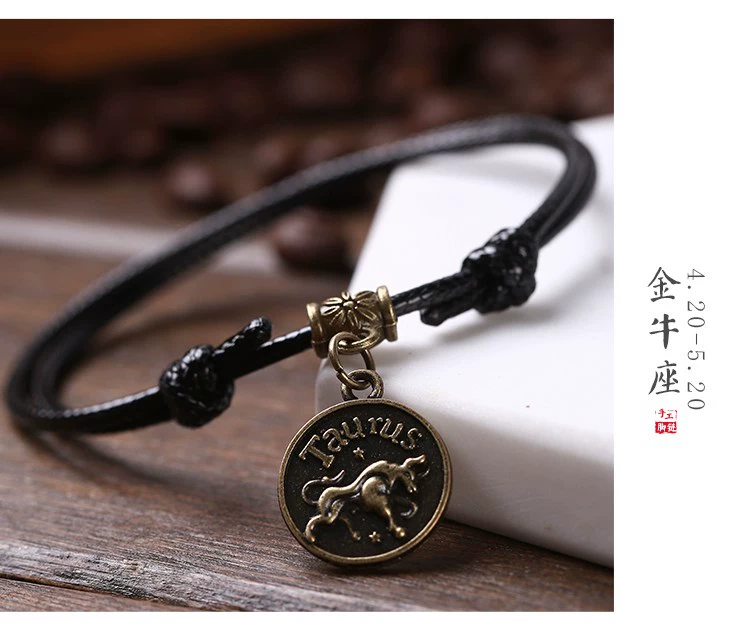 Mười hai chòm sao nam nữ vòng tay vòng tay Phiên bản Hàn Quốc của bạn gái trang sức cá tính vòng tay sinh viên xu hướng dây tay trang sức
