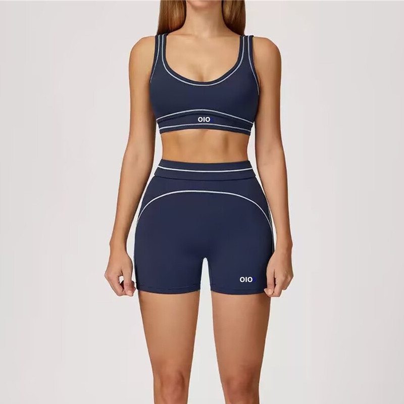 Aloleaf European and American Style Yoga Wear Bra Set Sports Underwear U-Shaped Beautiful Back No Awkward Lines Shorts Fitness Two-Piece