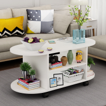 Glass coffee table Mobile modern personality oval coffee table Simple living room Small apartment type Economical multi-functional creative