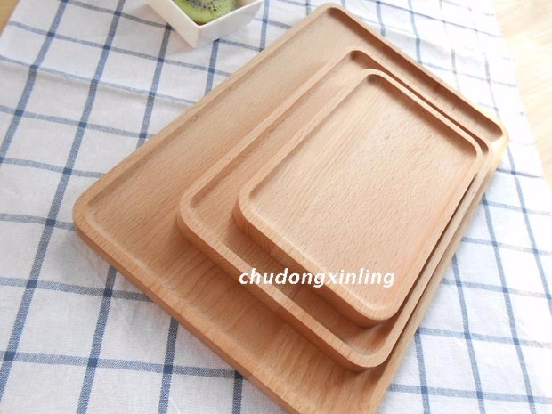 Elm khay hình chữ nhật bằng gỗ tấm trái cây Nhật Bản khay trà vuông rắn tấm gỗ tấm snack snack khay bánh khay trà gỗ chạm khắc