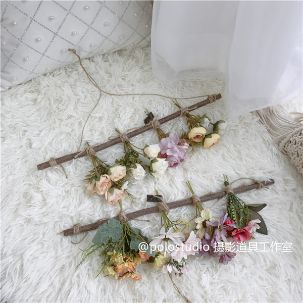 ins Simulation flower small daisy Camellia mixed color simulation flower Wall hanging B & B wall photography props Wedding set