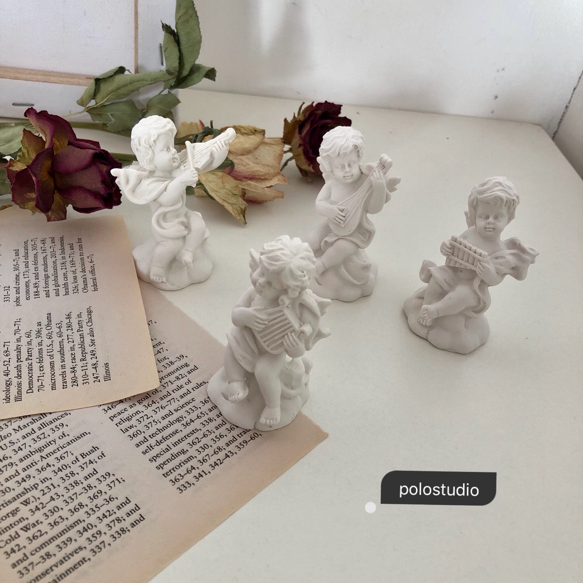ins wind White Cupid modeling characters Plaster statue ornaments crafts trinkets shooting props Minimalist style
