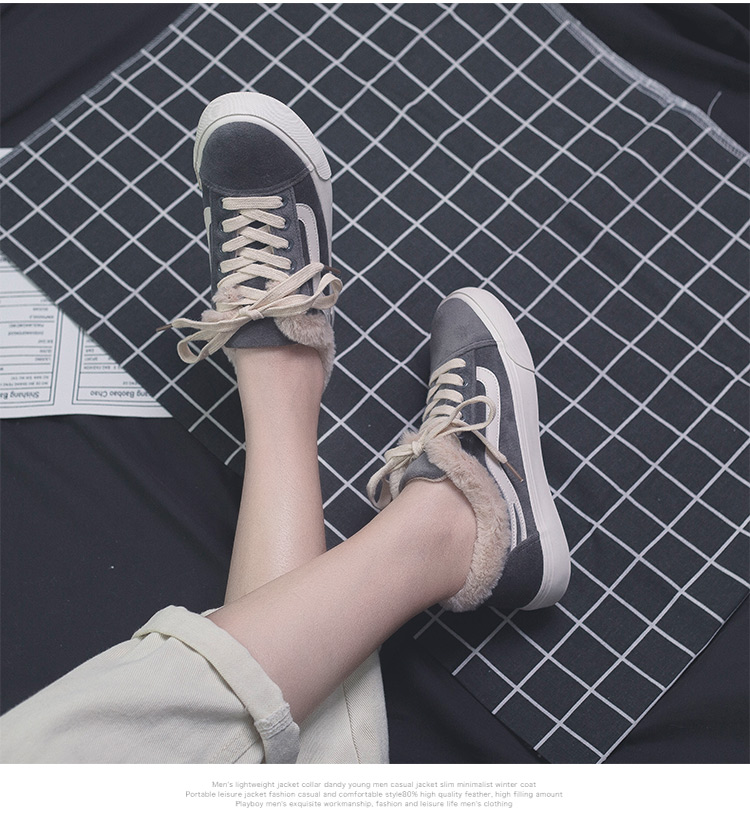 品 加 绒 2018 mới mùa thu đông nữ giày nữ sinh hoang dã giày vải ấm swag giày lông giầy nữ nike
