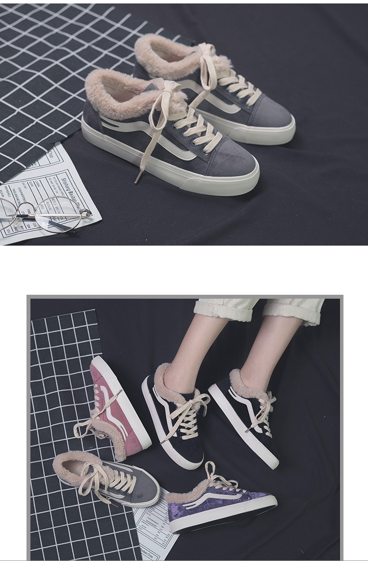品 加 绒 2018 mới mùa thu đông nữ giày nữ sinh hoang dã giày vải ấm swag giày lông giầy nữ nike
