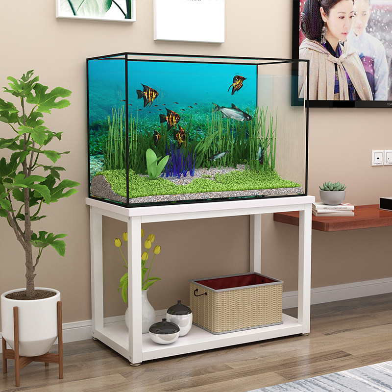 [USD 33.10] Nordic Iron Fish Tank Rack Turtle Cylinder Rack Solid Wood Stainless Steel Base TV