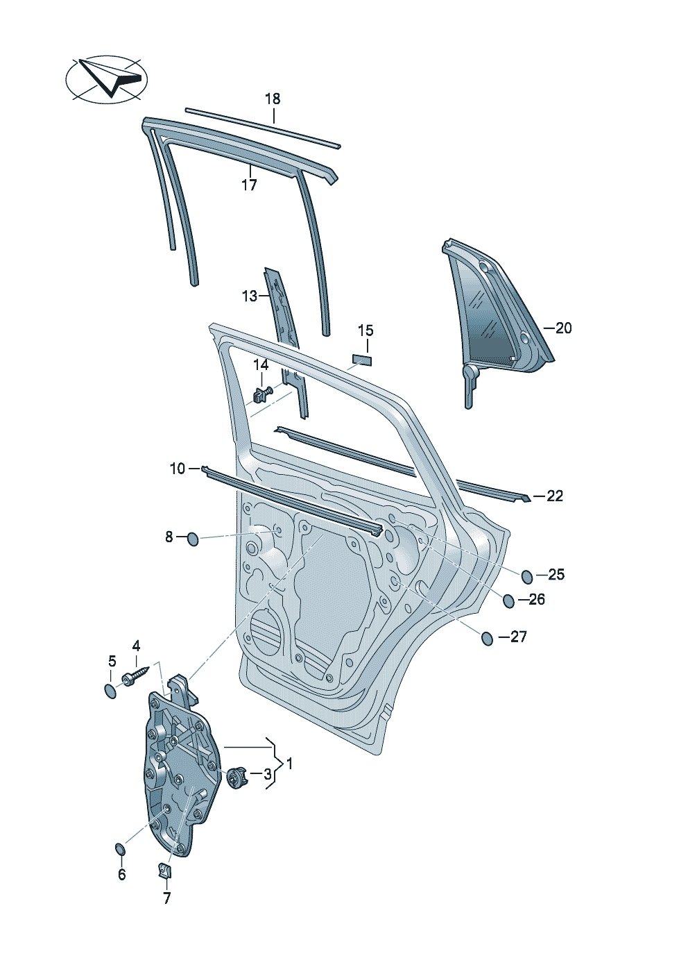 路虎DC100 车身 后车窗升降器及附件