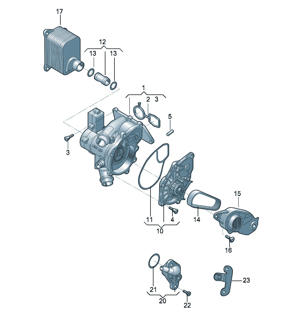 欧陆 发动机 冷却液泵节温器及管路