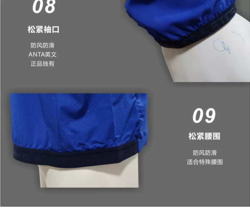 Cờ Anta tài trợ cho các vận động viên đội tuyển quốc gia với cùng một đoạn khuyến mãi đích thực màu xanh chạy áo gió thể thao nam trench coat - Áo gió thể thao