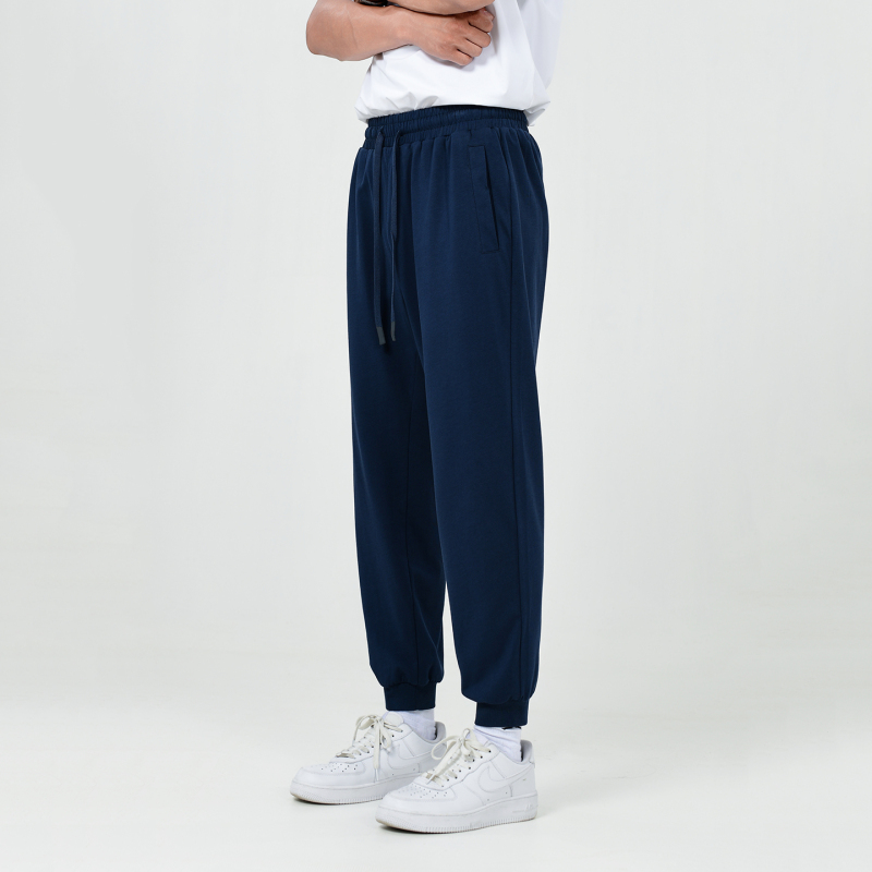 Summer Loose Thin Pure Cotton Sweatpants for Men, Solid Color Jogger Casual Pants, Summer Knitted Full Cotton Cropped Pants Summer Loose Thin Pure Cotton Sweatpants for Men, Solid Color Jogger Casual Pants, Summer Knitted Full Cotton Cropped Pants