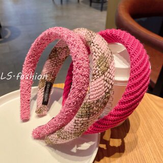 玫粉色~毛毛发箍高颅顶韩版小香风海绵头箍高级感发窟气质发箍