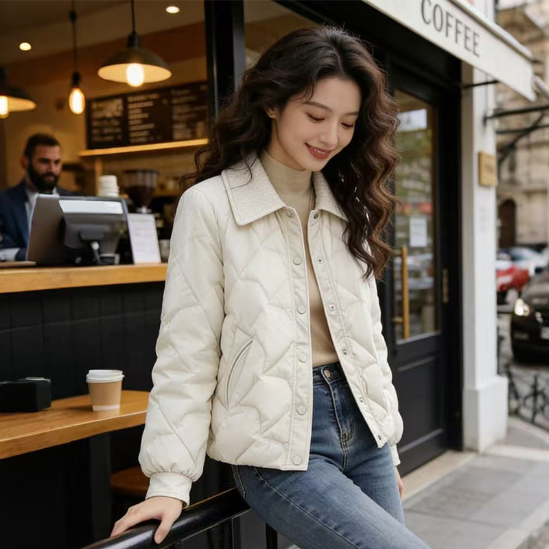 Chanel-Style Short Quilted Cotton Jacket for Women, Winter, Petite, Loose, Casual, Lightweight, 2025 New Cotton Coat