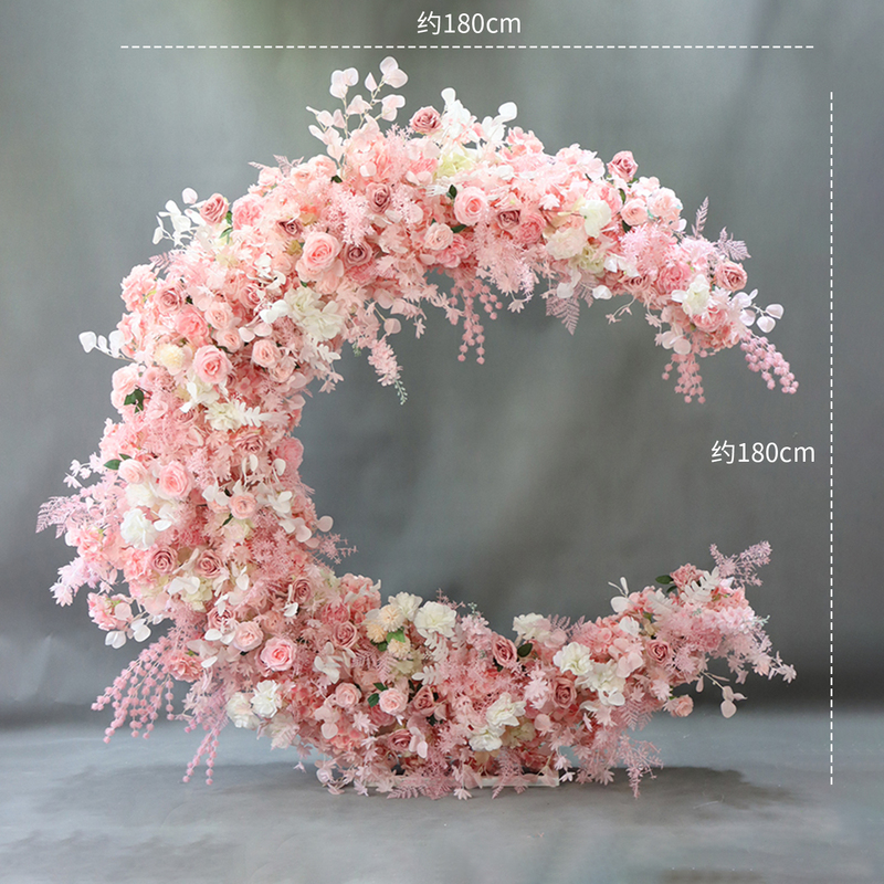 Wedding Props Moon Arch Flower Stand Pink Floral Ornaments Proposal Birthday Scene Layout Wedding Photography Props