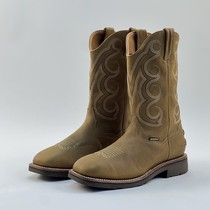 42码棕色牛皮骑士马靴套筒男靴牛仔靴子外贸鞋