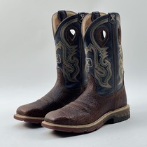 414 size strong new twisted X mens boots cowhide knight riding boots denim sleeve embroidery