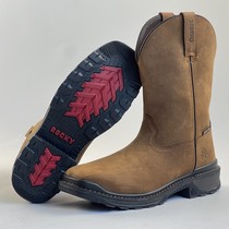 Size 42 yellow cowhide steel-toed knight riding boots cowboy boots square toe non-slip and wear-resistant