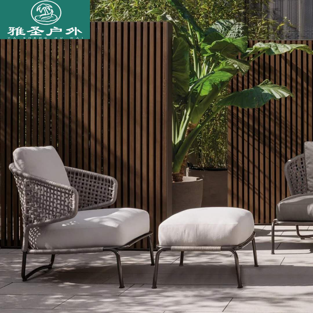 Outdoor Rattan Sofa Soft Installation Scooters Furniture Rattan Sofa Trio Modern Villa Garden Greenhouse Sofa Chair