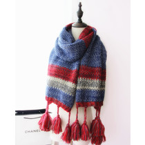 Korea autumn and winter New thick wool mixed color Christmas scarf color big tassel scarf ladies shawl