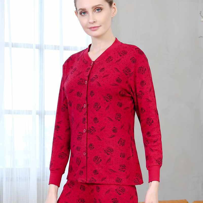 bộ đồ lót cardigan ấm cũ trung niên womens bông lớn quần sân mùa thu mẹ quần dòng ông già bà.