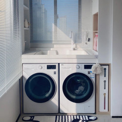 Dual-Position Machine Basin Washing Machine Wash Basin Integrated Cabinet Dryer Companion with Washboard Drum Space Aluminum Balcony