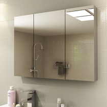 Stainless steel bathroom mirror cabinet mirror box wall-mounted bathroom mirror cabinet with light bathroom mirror with shelf customization