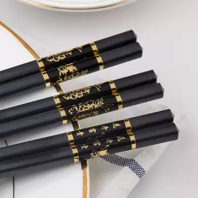 Black gold-edged chopsticks Chinese style high-end five-star hotel dedicated dining room household alloy chopsticks European exquisite non-slip