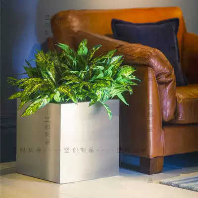Stainless steel square flowerpot spray paint electroplating metal flowerpot household decorative flower box modern Flower Bowl