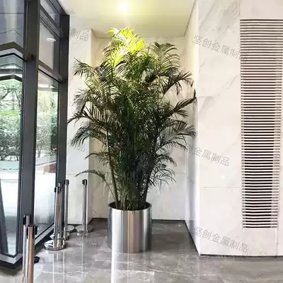 Stainless steel flowerpot round flowerpot planting tree large flowerpot metal flowerpot combination large flowerpot large flowerpot