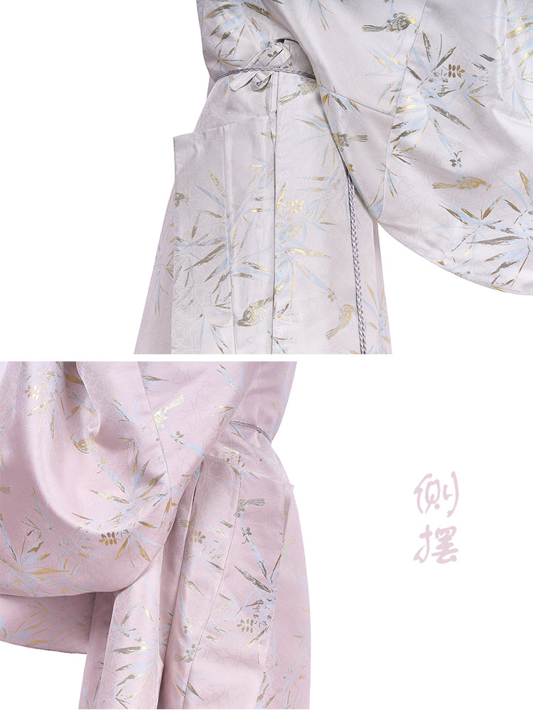 Китайцы одежда наборы 惜物国风 明制汉服织金暗纹提花竹叶花鸟平摆大袖明圆领袍男女款
