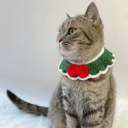 Шарф, трикотажный аксессуар ручной работы, чокер, колокольчик, слюнявчик, нагрудник, кот, домашний питомец, делается под заказ