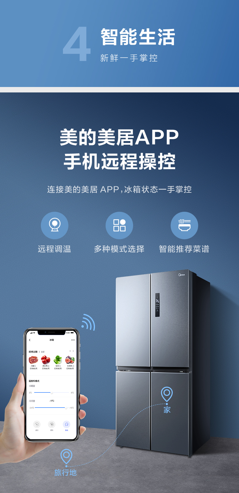 Midea 美的 风冷变频 十字对开门冰箱 465L 图12