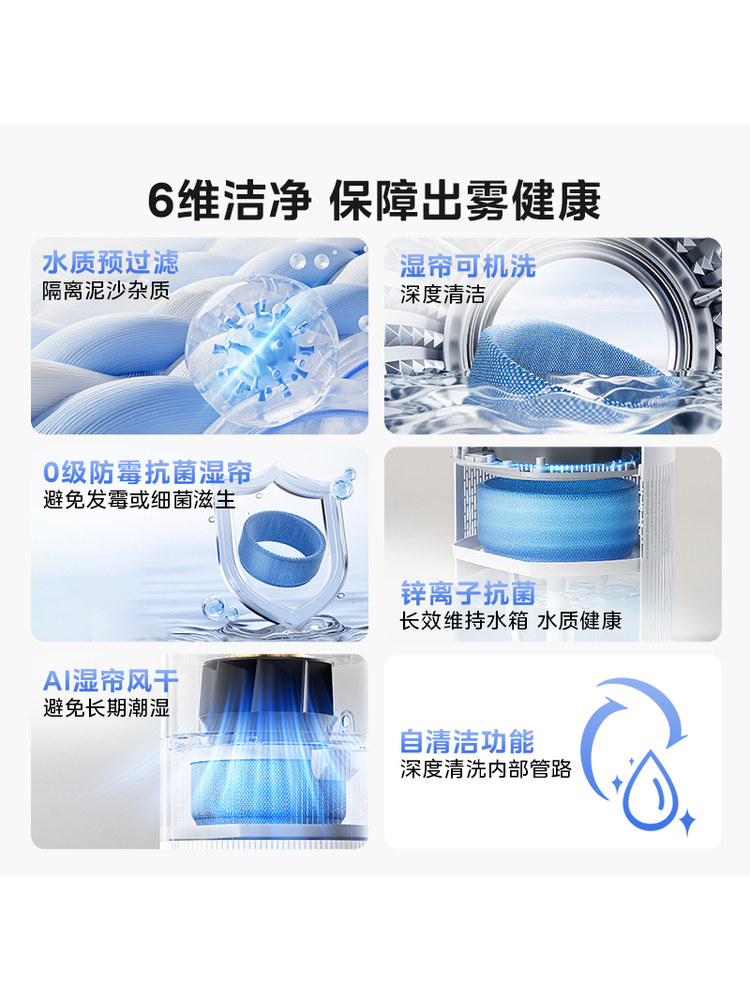 Midea Little Blue Whale 700 Fog-Free Air Humidifier W50 Purification Household Sterilization Atomizer for Pregnant Women and Baby Bedrooms