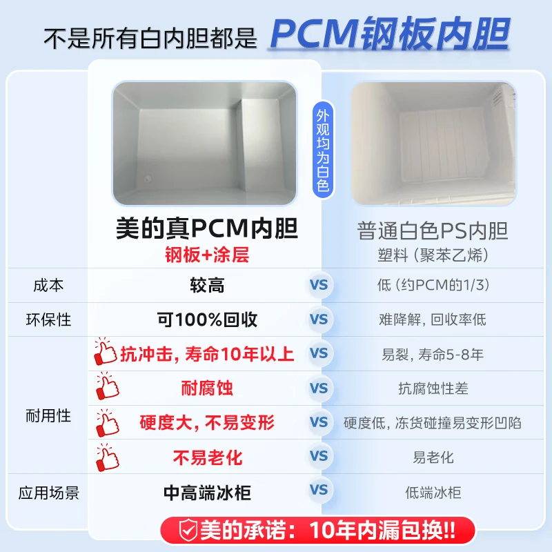 Midea Frost-Free King 181 Small Freezer, Air-Cooled Household Dual-Inverter Freezer, Small Dual-Use Refrigeration and Freezing Refrigerator