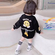 Girls long-sleeved sweater 2022 spring and autumn clothes new cotton baby top childrens loose foreign style childrens coat