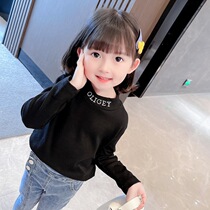 Girls T-shirt black bottoming shirt spring and autumn thin female baby foreign style children's long sleeve early autumn jacket T autumn