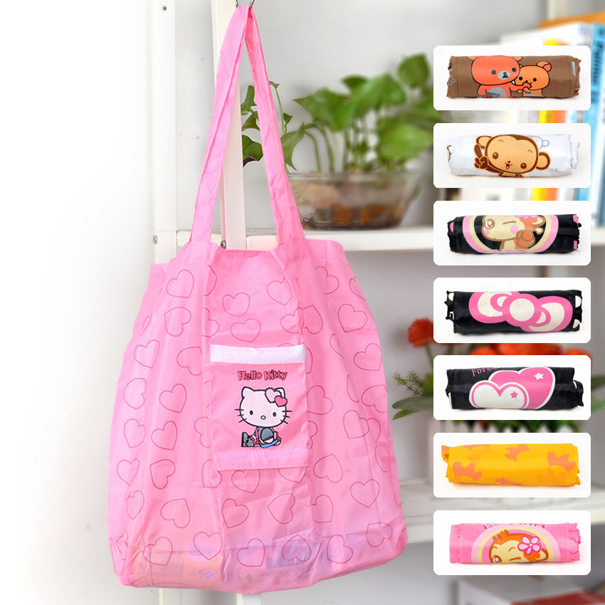 Large Capacity Supermarket Shopping Bags Cartoon Cute Eco-friendly Folding Bag travel bag Single shoulder bag Handbags eco-friendly bag