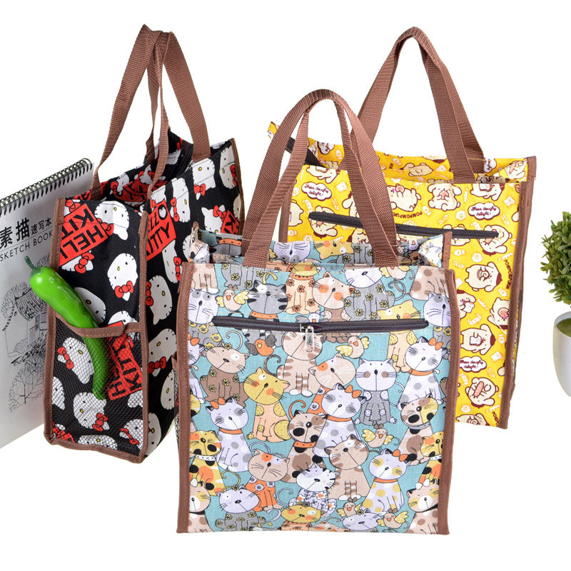 Large cartoon canvas bag Student book bag Tutorial bag Tutorial bag Hand-carried art bag Multi-function storage bag
