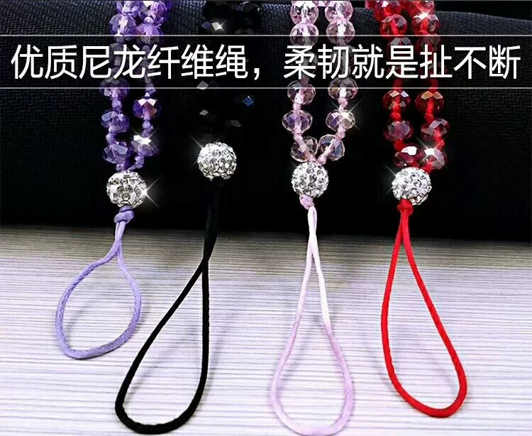 Tay điện thoại dây treo cổ nữ mô hình tinh thể lập hạt rhinestone lanyard điện thoại di động không khí dây oppovivo - Phụ kiện điện thoại di động