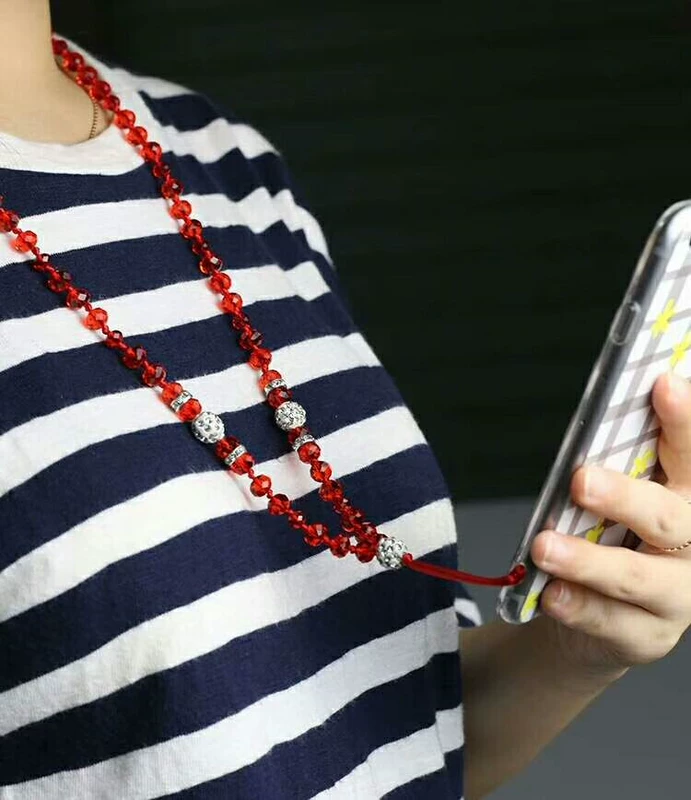 Tay điện thoại dây treo cổ nữ mô hình tinh thể lập hạt rhinestone lanyard điện thoại di động không khí dây oppovivo - Phụ kiện điện thoại di động