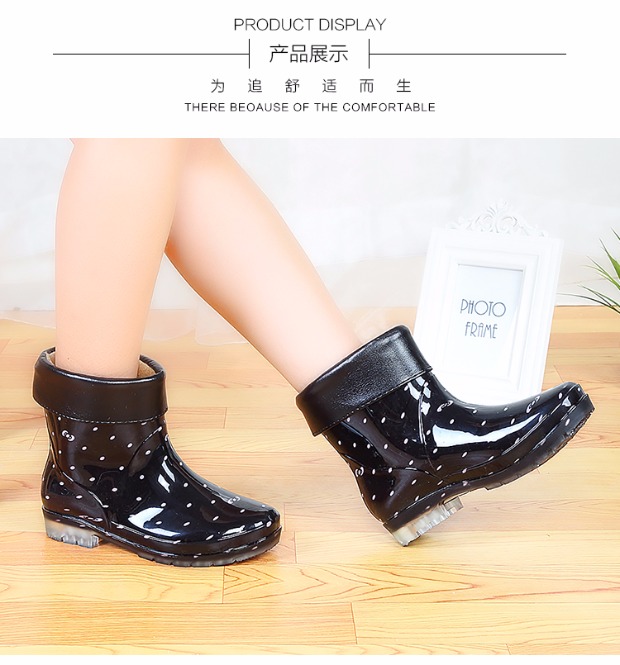 Giày mùa thu và mưa mùa đông nữ chống trượt ống ngắn không thấm nước cộng với nhung mưa ủng nước ấm trong ống nước giày cao su thời trang giày cao gót giầy nhựa đi mưa