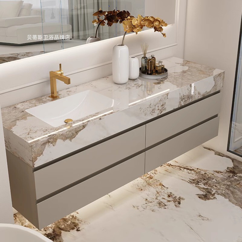 Pandora Slate Bathroom Cabinet French Accessible Luxury Ceramic Seamless Washbasin Bathroom Sink Washbasin Integrated