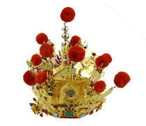 Embroidery Tiangong embroidery with clean water Zum master hat Five Buddhas hat Buddhas ancestral land Tibetan king Bodhisattva hat Buddhist hall for the tassel