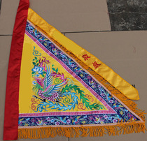 Sky Dragon Embroidered Colorful Phoenix flag triangle bifacial embroidered flag with embroidered sword with embroidered character