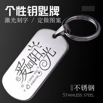 P02 stainless steel tag anti-lost information keychain phone number contact plate custom lettering