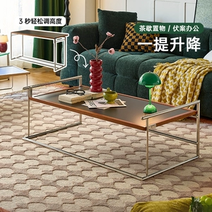 [里约茶几实木不锈钢可折叠升降茶桌客厅家用茶台2026新款中古风]