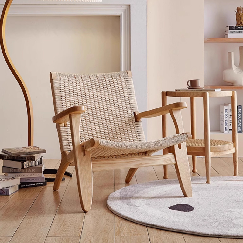 Solid Wood Rattan Armchair for Home Living Room Balcony, Backrest Reading Chair, Simple Single Sofa Chair, Lazy Designer Chair Solid Wood Rattan Armchair for Home Living Room Balcony, Backrest Reading Chair, Simple Single Sofa Chair, Lazy Designer Chair